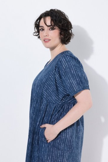 Ulla Popken 852214 Vestido midi de rayas Azul marino - Vestidos midi - Vestidos midi de talla grande