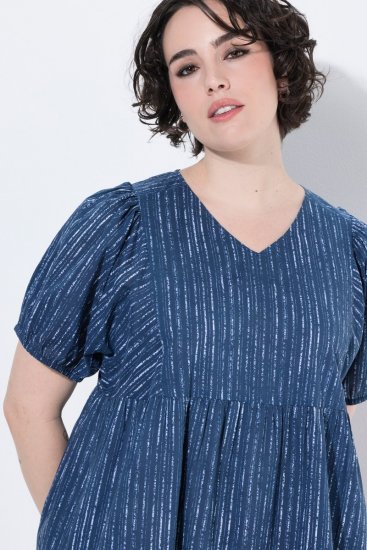 Ulla Popken 852214 Vestido midi de rayas Azul marino - Vestidos midi - Vestidos midi de talla grande