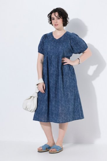 Ulla Popken 852214 Vestido midi de rayas Azul marino - Vestidos midi - Vestidos midi de talla grande