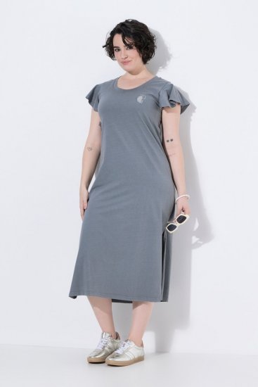 Ulla Popken 852218 Vestido midi de manga corta Gris - Vestidos midi - Vestidos midi de talla grande