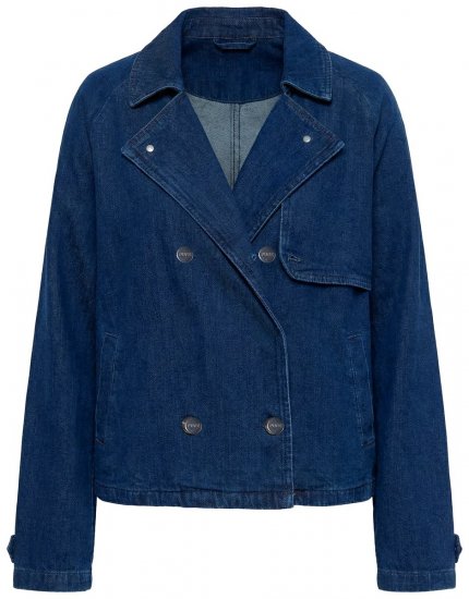 Ulla Popken 852266 Chaqueta vaquera cruzada estilo gabardina Azul denim - Chaquetas - Chaquetas para mujer en tallas grandes