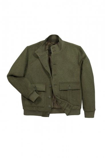 JP1880 852294 Chaqueta en mezcla de lana con cuello alto Verde caqui - Chaquetas - Chaquetas Tallas Grandes 2XL-8XL