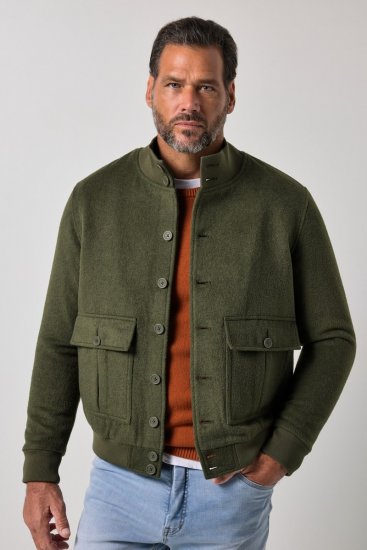 JP1880 852294 Chaqueta en mezcla de lana con cuello alto Verde caqui - Chaquetas - Chaquetas Tallas Grandes 2XL-8XL