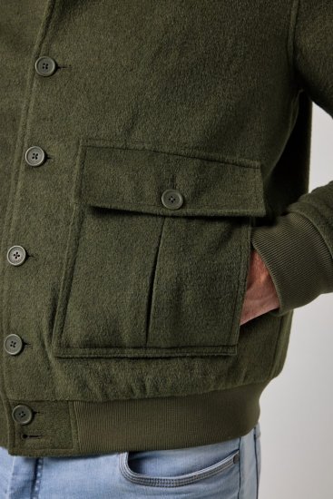 JP1880 852294 Chaqueta en mezcla de lana con cuello alto Verde caqui - Chaquetas - Chaquetas Tallas Grandes 2XL-8XL