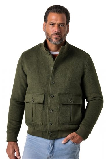 JP1880 852294 Chaqueta en mezcla de lana con cuello alto Verde caqui - Chaquetas - Chaquetas Tallas Grandes 2XL-8XL