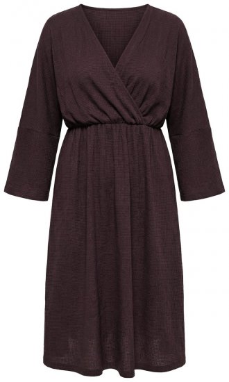 Ulla Popken 852307 Vestido cruzado de manga larga Marrón caoba - Vestidos midi - Vestidos midi de talla grande