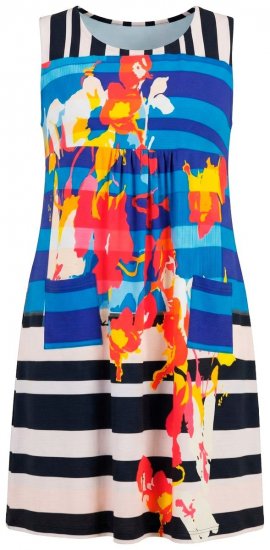 Ulla Popken 852308 Vestido de jersey de rayas Azul marino - Vestidos de punto jersey - 