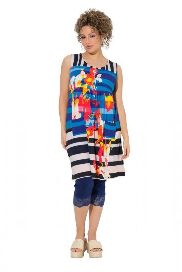 Ulla Popken 852308 Vestido de jersey de rayas Azul marino - Vestidos de punto jersey - 