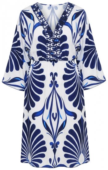 Ulla Popken 852314 Vestido estampado Blanco - Vestidos midi - Vestidos midi de talla grande