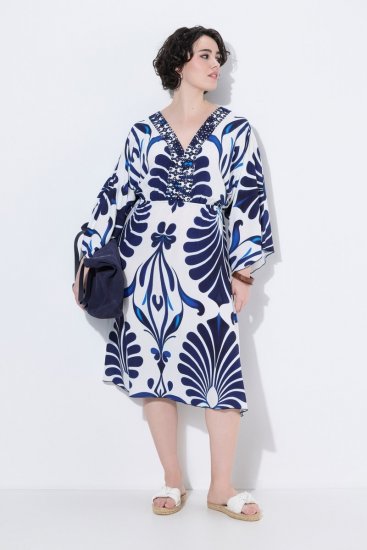 Ulla Popken 852314 Vestido estampado Blanco - Vestidos midi - Vestidos midi de talla grande