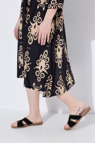 Ulla Popken 852315 Vestido cruzado estampado Negro - Vestidos midi - Vestidos midi de talla grande