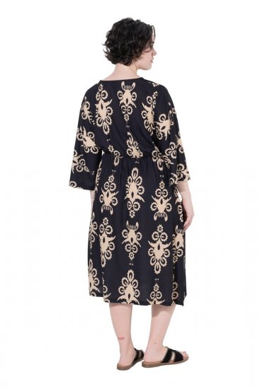 Ulla Popken 852315 Vestido cruzado estampado Negro - Vestidos midi - Vestidos midi de talla grande