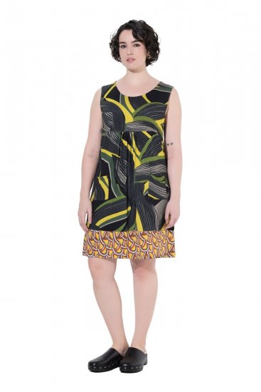 Ulla Popken 852329 Vestido de jersey de rayas Verde oliva - Vestidos de punto jersey - 