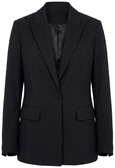 Ulla Popken 852498 Blazer de un botón con strass Negro - Blazers - Blazers en tallas grandes para mujer