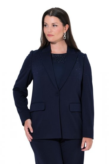 Ulla Popken 852498 Blazer con strass Azul marino - Blazers - Blazers en tallas grandes para mujer