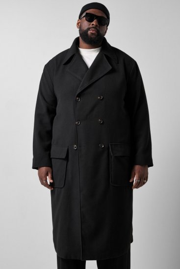 STHUGE 852519 Clásico Abrigo de lana Negro - Chaquetas - Chaquetas Tallas Grandes 2XL-8XL