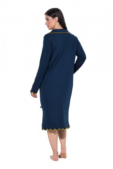 Ulla Popken 852526 Camisón con cuello camisero Azul marino - Camisones - 