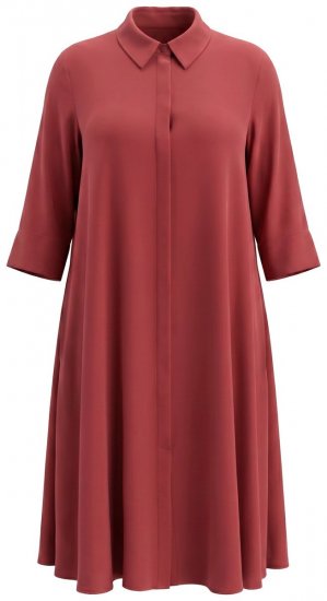 Ulla Popken 852542 Vestido camisero con manga 3/4 Marrón - Vestidos camiseros - 