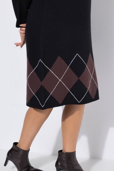 Ulla Popken 852597 Vestido de punto estampado con cuello alto Negro - Vestidos de punto - 
