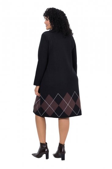 Ulla Popken 852597 Vestido de punto estampado con cuello alto Negro - Vestidos de punto - 
