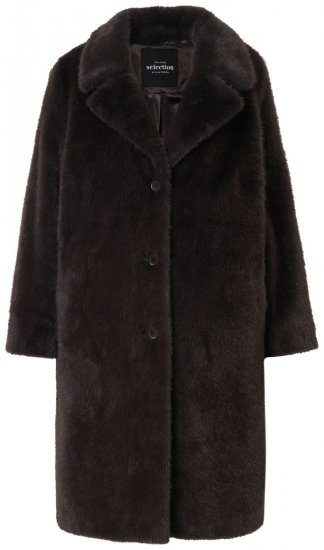 Ulla Popken 852605 Abrigo de pelo sintético Marrón caoba - Abrigos - Abrigos de talla grande