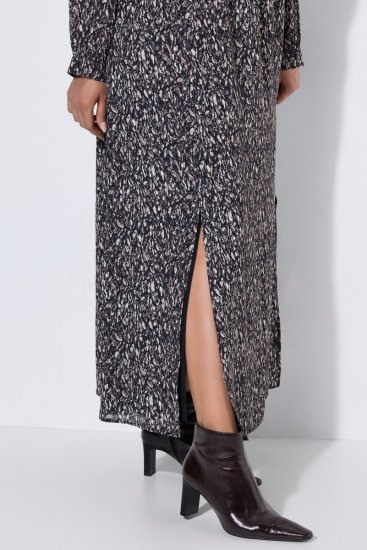 Ulla Popken 852606 Vestido largo estampado Negro - Vestidos maxi - Vestidos largos en tallas grandes
