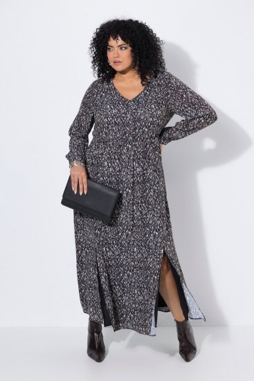 Ulla Popken 852606 Vestido largo estampado Negro - Vestidos maxi - Vestidos largos en tallas grandes