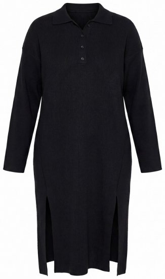 Ulla Popken 852630 Vestido de punto de manga larga Negro - Vestidos midi - Vestidos midi de talla grande