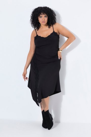 Ulla Popken 852636 Vestido cruzado Negro - Vestidos de punto jersey - 
