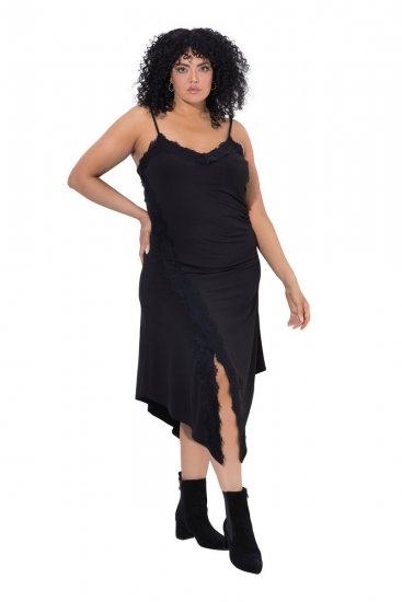 Ulla Popken 852636 Vestido cruzado Negro - Vestidos de punto jersey - 