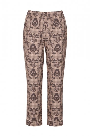 Ulla Popken 852649 Pijama con estampado y cuello camisero Marrón - Pijamas/ropa de estar en casa - 