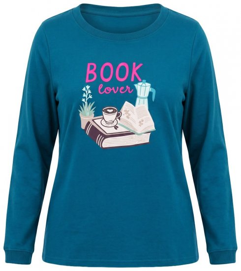 Ulla Popken 852710 Jersey de estar en casa de manga larga Petróleo - Pijamas/ropa de estar en casa - 