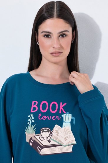 Ulla Popken 852710 Jersey de estar en casa de manga larga Petróleo - Pijamas/ropa de estar en casa - 