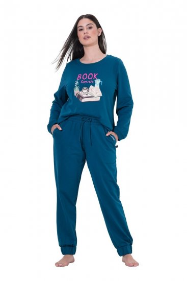 Ulla Popken 852725 Pantalón de estar en casa Petróleo - Pijamas/ropa de estar en casa - 