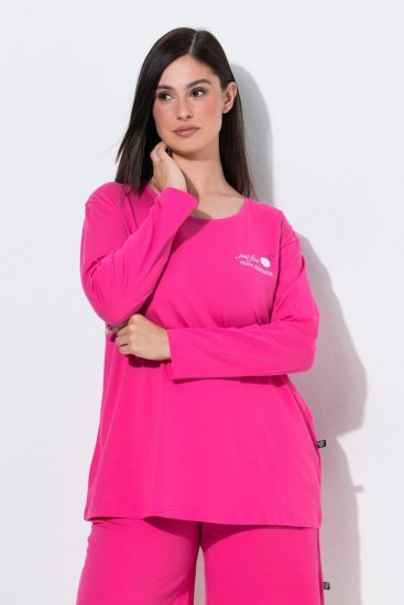 Ulla Popken 852747 Parte de arriba de pijama de manga larga Rosa - Pijamas/ropa de estar en casa - 