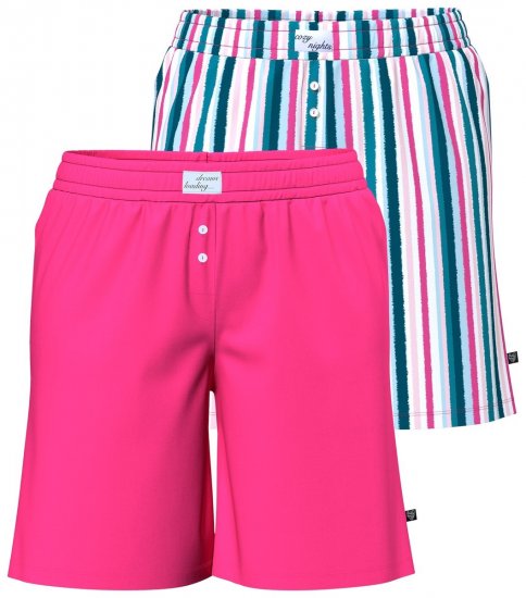 Ulla Popken 852752 Pantalón corto de pijama de rayas pack de 2 Rosa - Pijamas/ropa de estar en casa - 