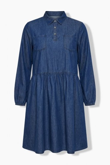 Ulla Popken 852768 Vestido vaquero evasé con bolsillos Azul denim - Vestidos - Vestidos para todas las tallas