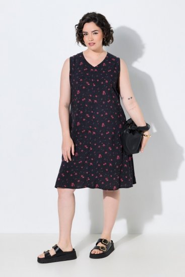 Ulla Popken 852824 Vestido de flores Negro - Vestidos de verano - Vestidos de verano tallas grandes