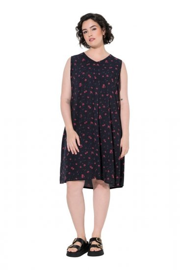 Ulla Popken 852824 Vestido de flores Negro - Vestidos de verano - Vestidos de verano tallas grandes