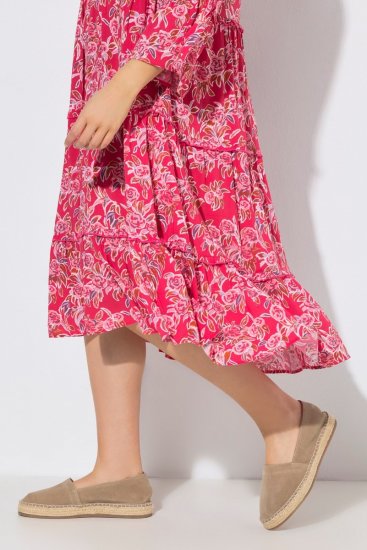 Ulla Popken 852841 Vestido de flores con volantes Magenta - Vestidos midi - Vestidos midi de talla grande