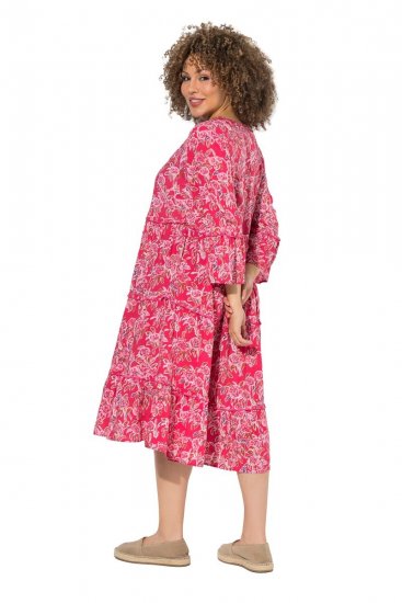 Ulla Popken 852841 Vestido de flores con volantes Magenta - Vestidos midi - Vestidos midi de talla grande