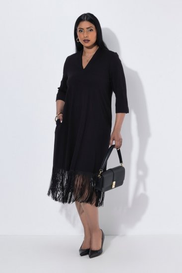 Ulla Popken 852937 Vestido de jersey Negro - Vestidos de punto jersey - 