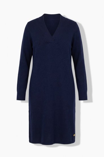 Ulla Popken 853077 Vestido de punto de manga larga Azul marino - Vestidos de punto - 