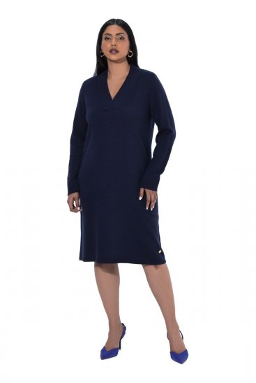 Ulla Popken 853077 Vestido de punto de manga larga Azul marino - Vestidos de punto - 
