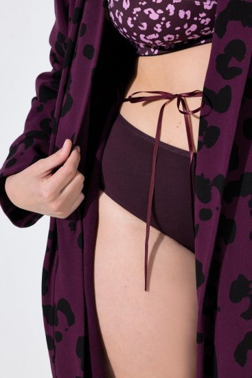 Ulla Popken 853168 Albornoz de rizo con estampado animal Ciruela - Batas & albornoces - 