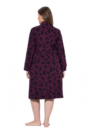 Ulla Popken 853168 Albornoz de rizo con estampado animal Ciruela - Batas & albornoces - 