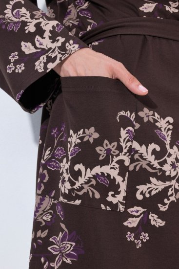 Ulla Popken 853204 Albornoz de flores Marrón - Batas & albornoces - 