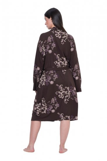 Ulla Popken 853204 Albornoz de flores Marrón - Batas & albornoces - 