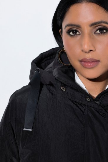 Ulla Popken 853351 Chaqueta acolchada Sympatex impermeable con capucha Negro - Chaquetas - Chaquetas para mujer en tallas grandes