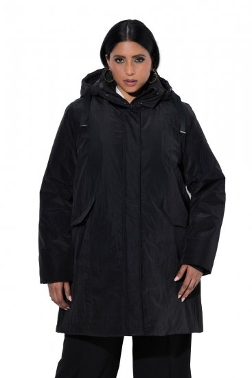 Ulla Popken 853351 Chaqueta acolchada Sympatex impermeable con capucha Negro - Chaquetas - Chaquetas para mujer en tallas grandes